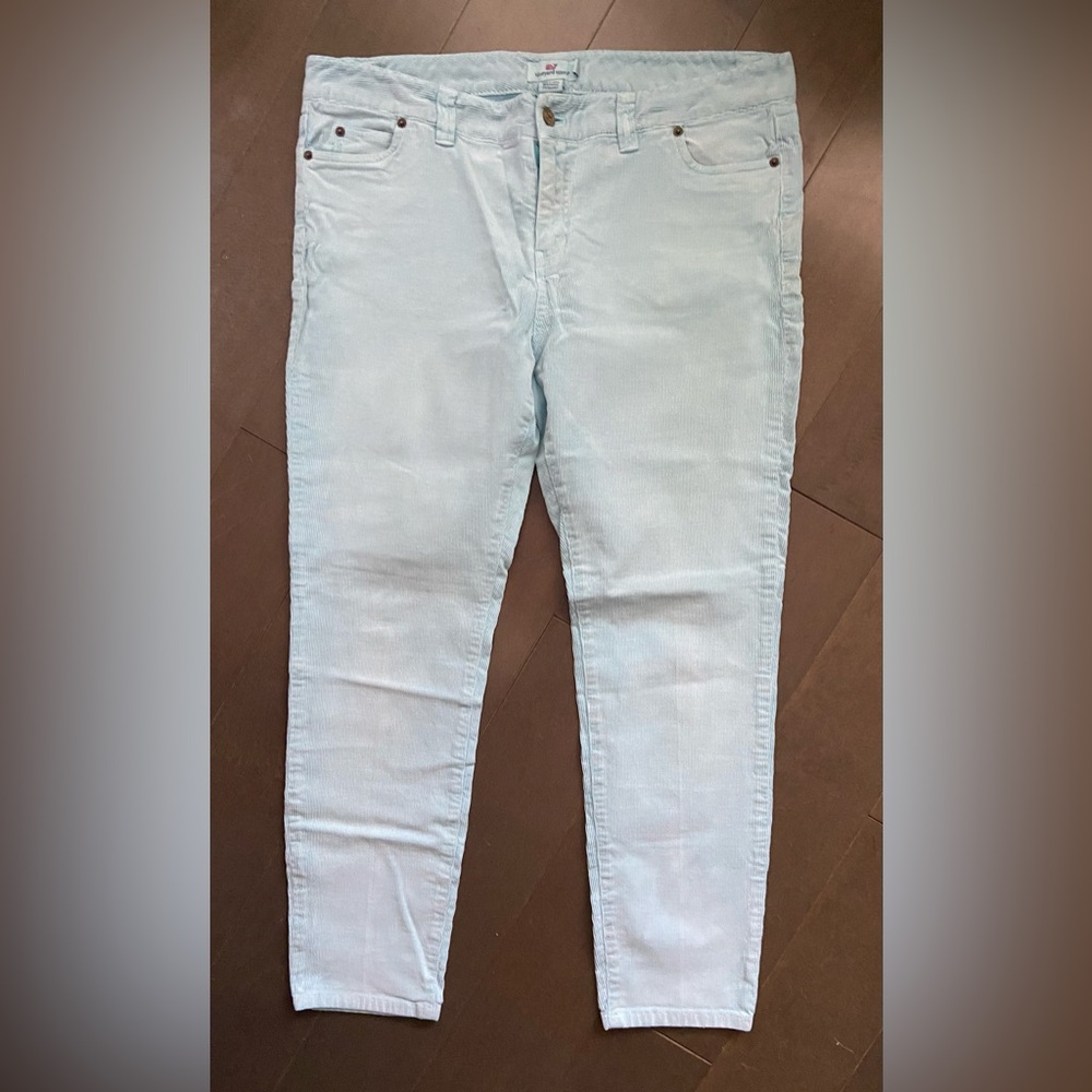 Vineyard Vines women’s light aqua corduroy ankle slim pants size 14
